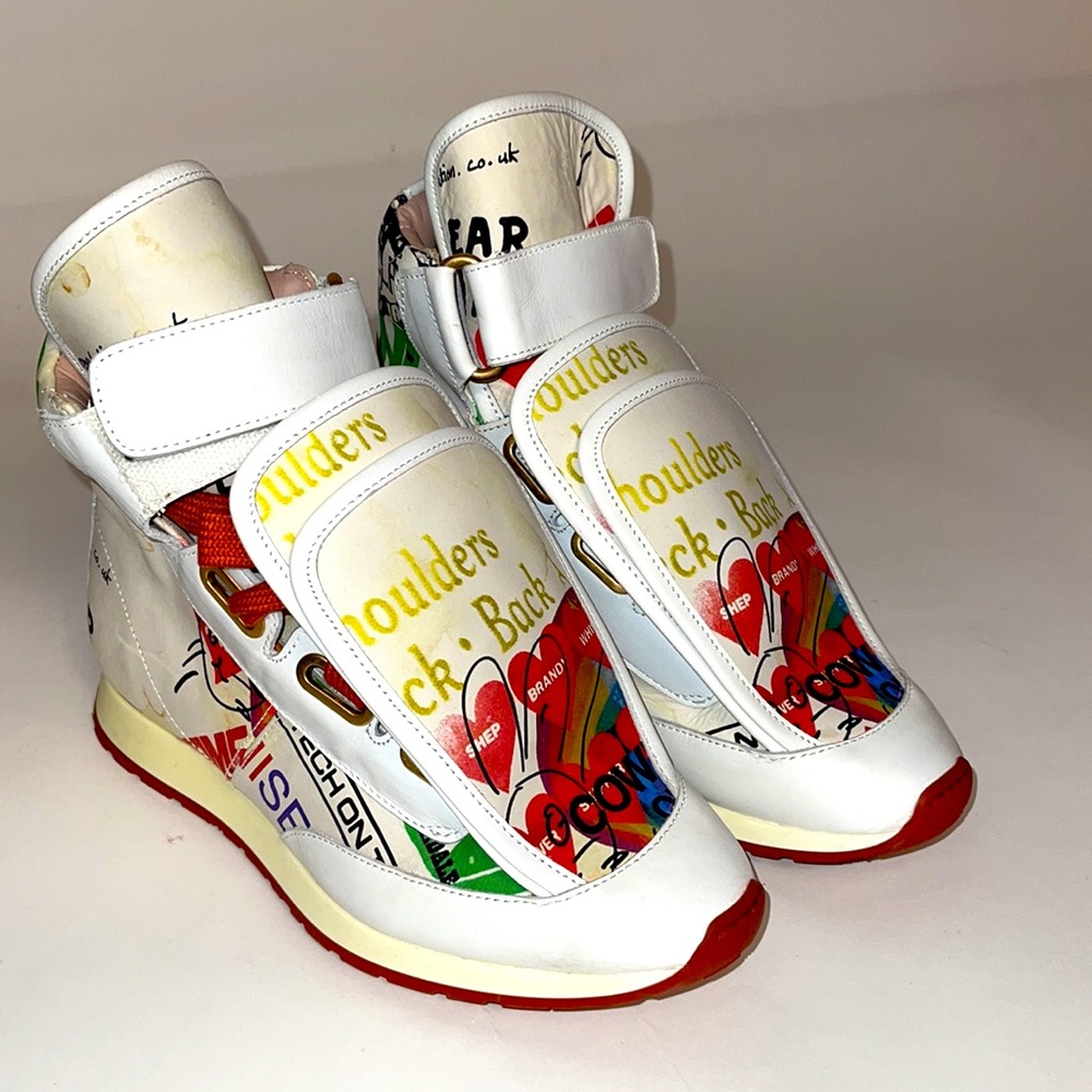 VIVIENNE WESTWOOD 3 TONGUE SNEAKERS IT38 MEANINGLESS PRINT - Picture 3 of 9